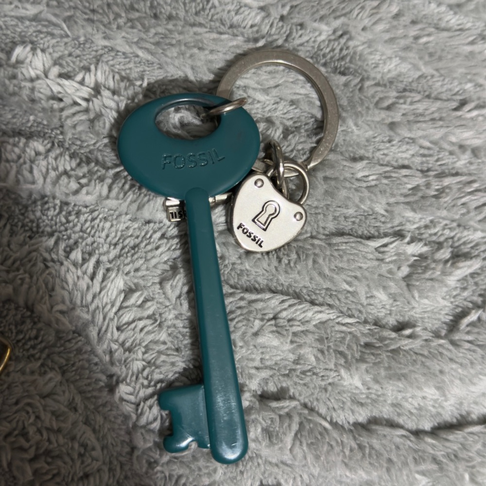 Fossil Blue Key-Shaped Keychain